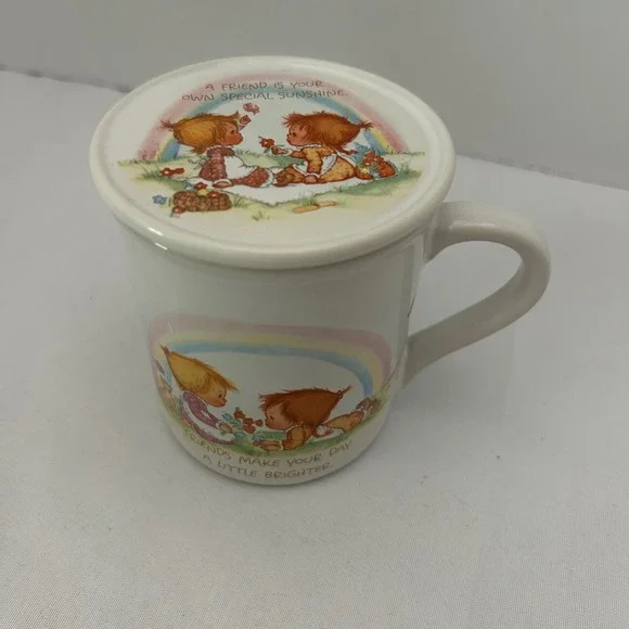Vintage Mug with Lid Friends Make Your Day‎ Special Sunshine Ceramic - Picture 4 of 5